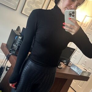 Zara Black Long Sleeve Turtleneck Top